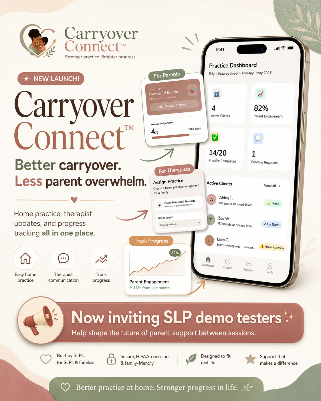 Carryover Connect app mockup preview