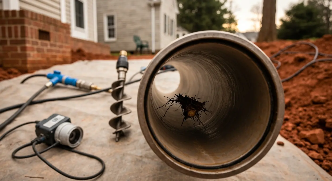 Root removal from sewer line