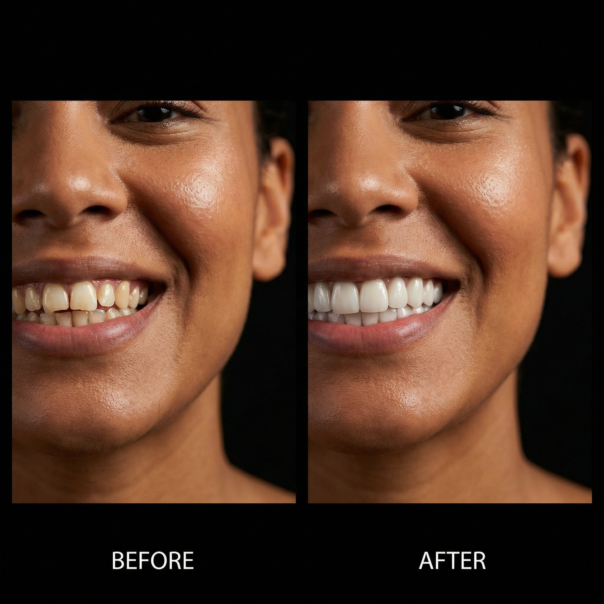 Before and after porcelain veneers aesthetic restoration at Veda Dental Aesthetics West New York NJ