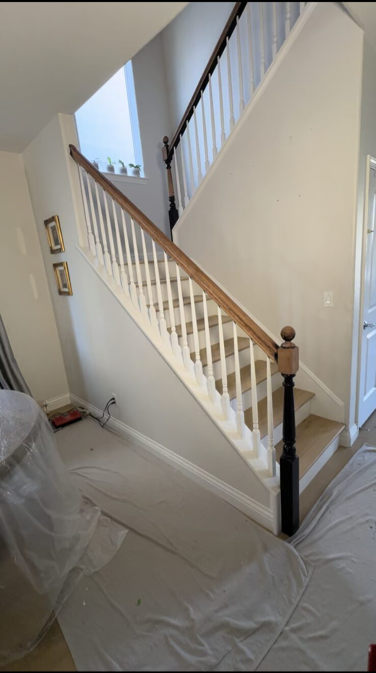Carpeted curved staircase before remodel, Roseville CA