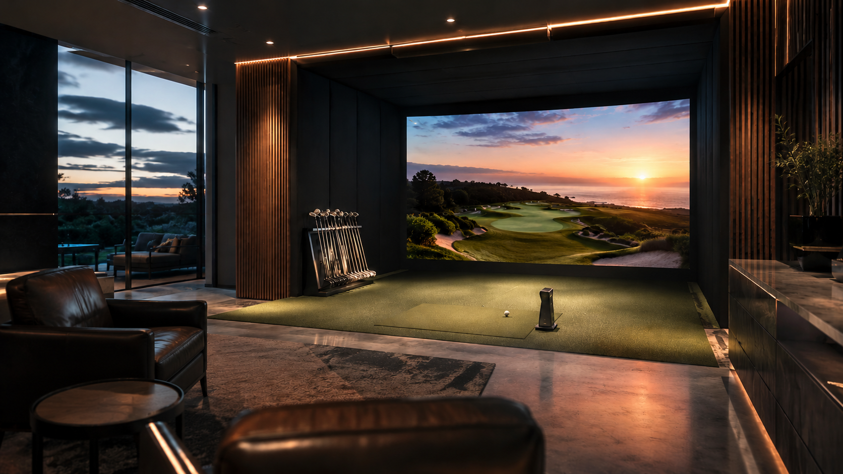 Basement simulator with bar