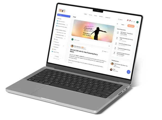 Private Healing Community app on a laptop