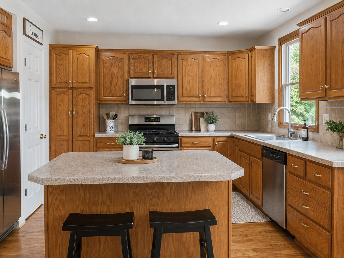 Kitchen before cabinet paint and hardware updates