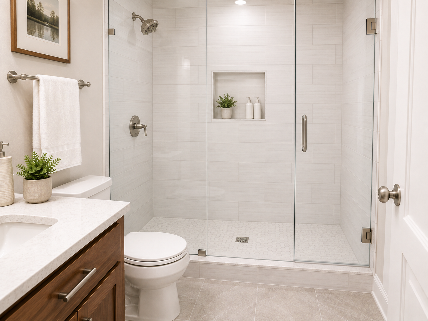 Updated bathroom with a refreshed bathtub finish