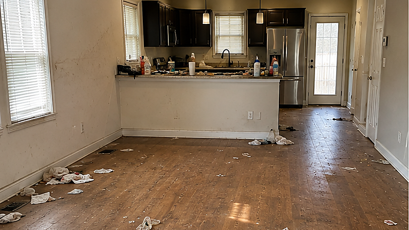 Representative before example of a property before move-out or post-project cleaning