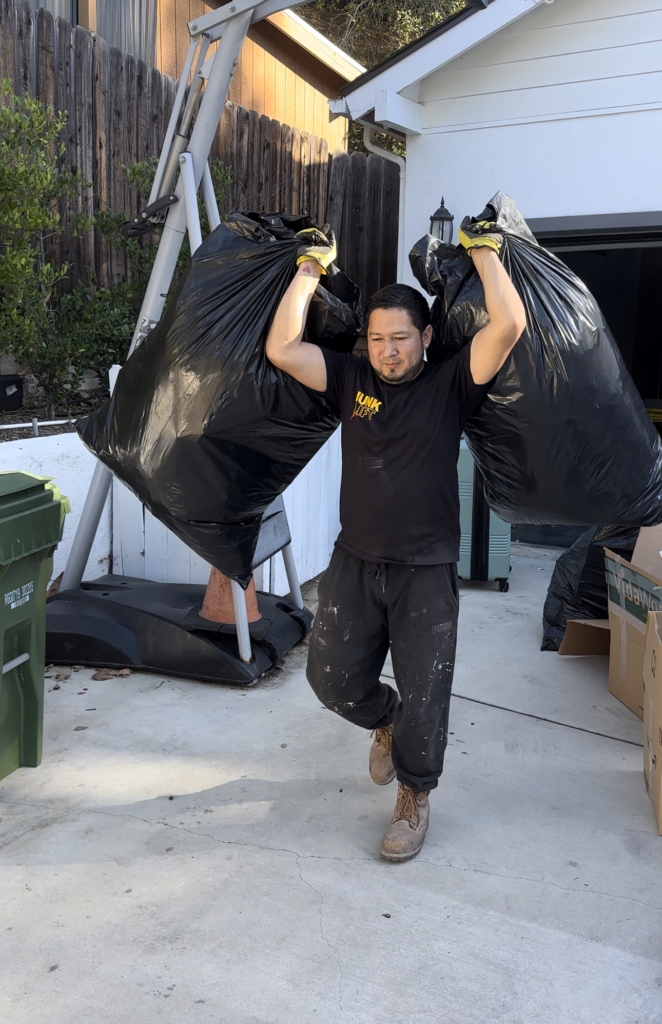 Pool demolition and backfill in progress with protective measures