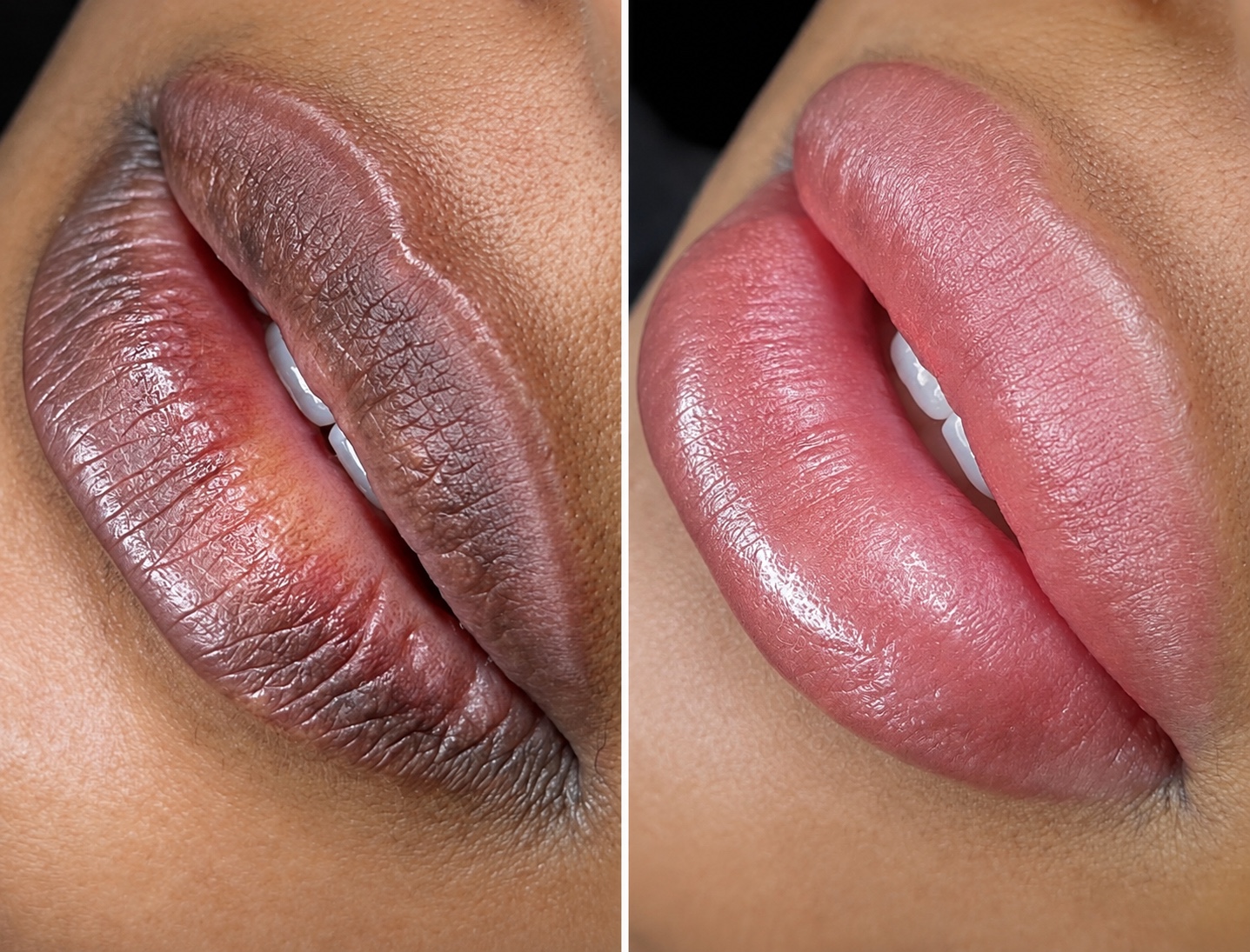 Antes y después de neutralización de labios