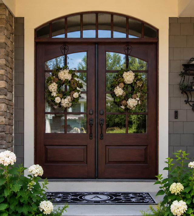 Custom arched double entry doors