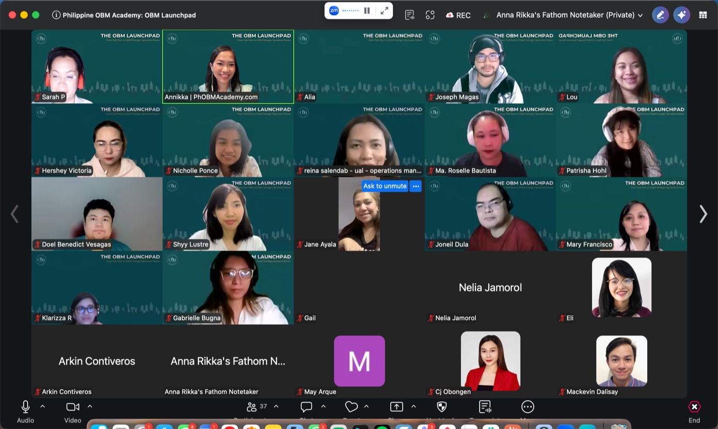 The OBM Launchpad live on Zoom with Filipino professionals attending