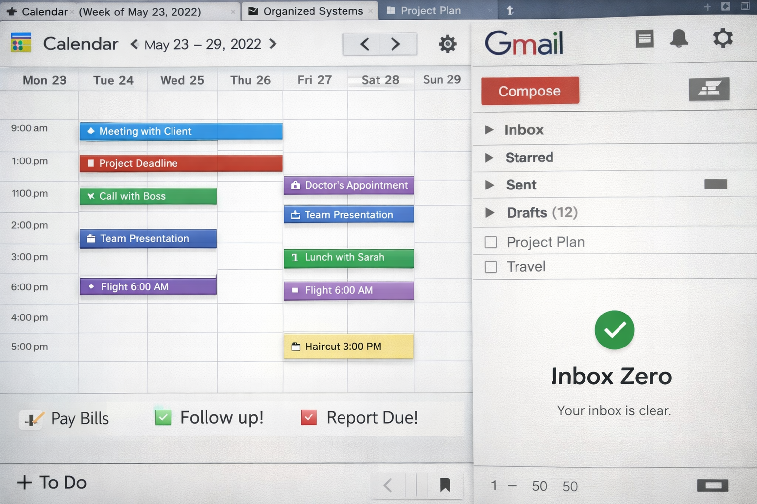 Clean and structured operational calendar