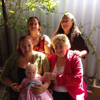 Three generations, grandmother, Britt, and baby Jordyn
