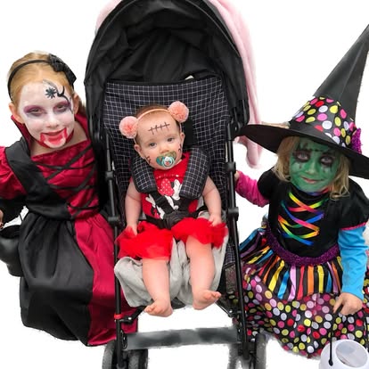 Britt's three granddaughters at Halloween