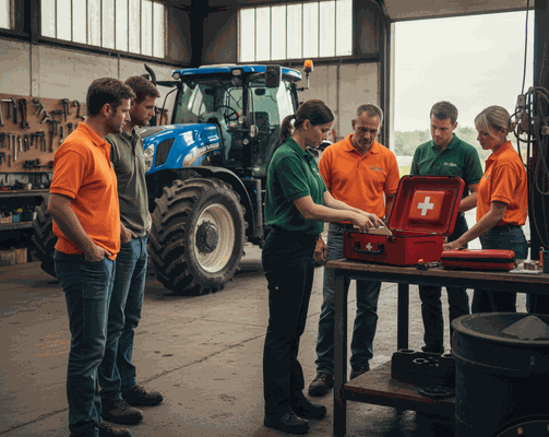 workplace first aid in a warehouse