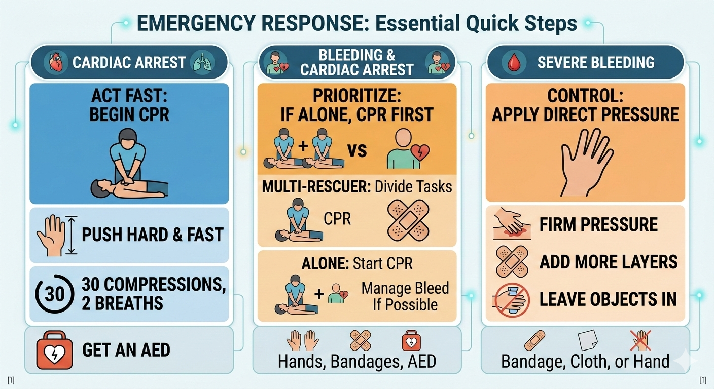 simple Infographic guide treat the bleed or start cpr