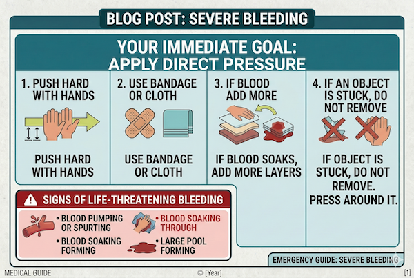 infographic severe bleed first aid