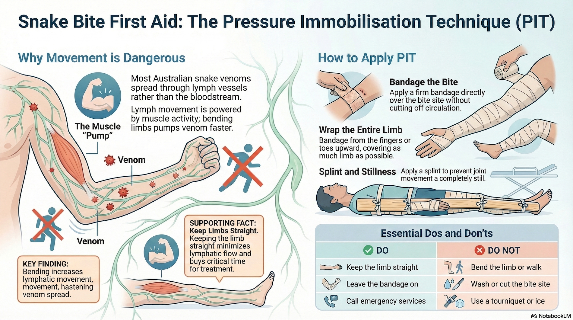 pressure immobilisation technique for snake bites in australia infographic