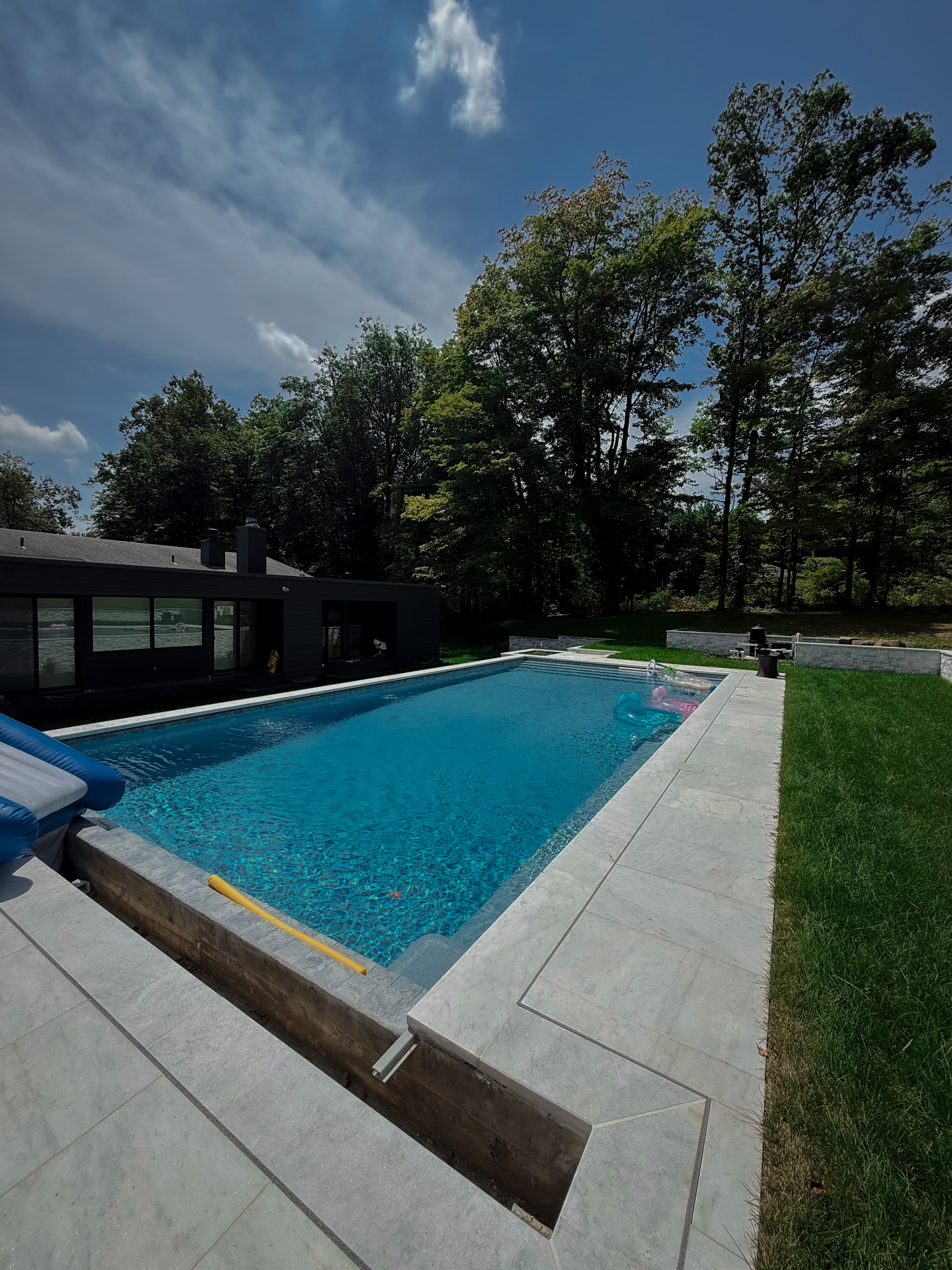 Modern rectangular backyard pool in New Jersey