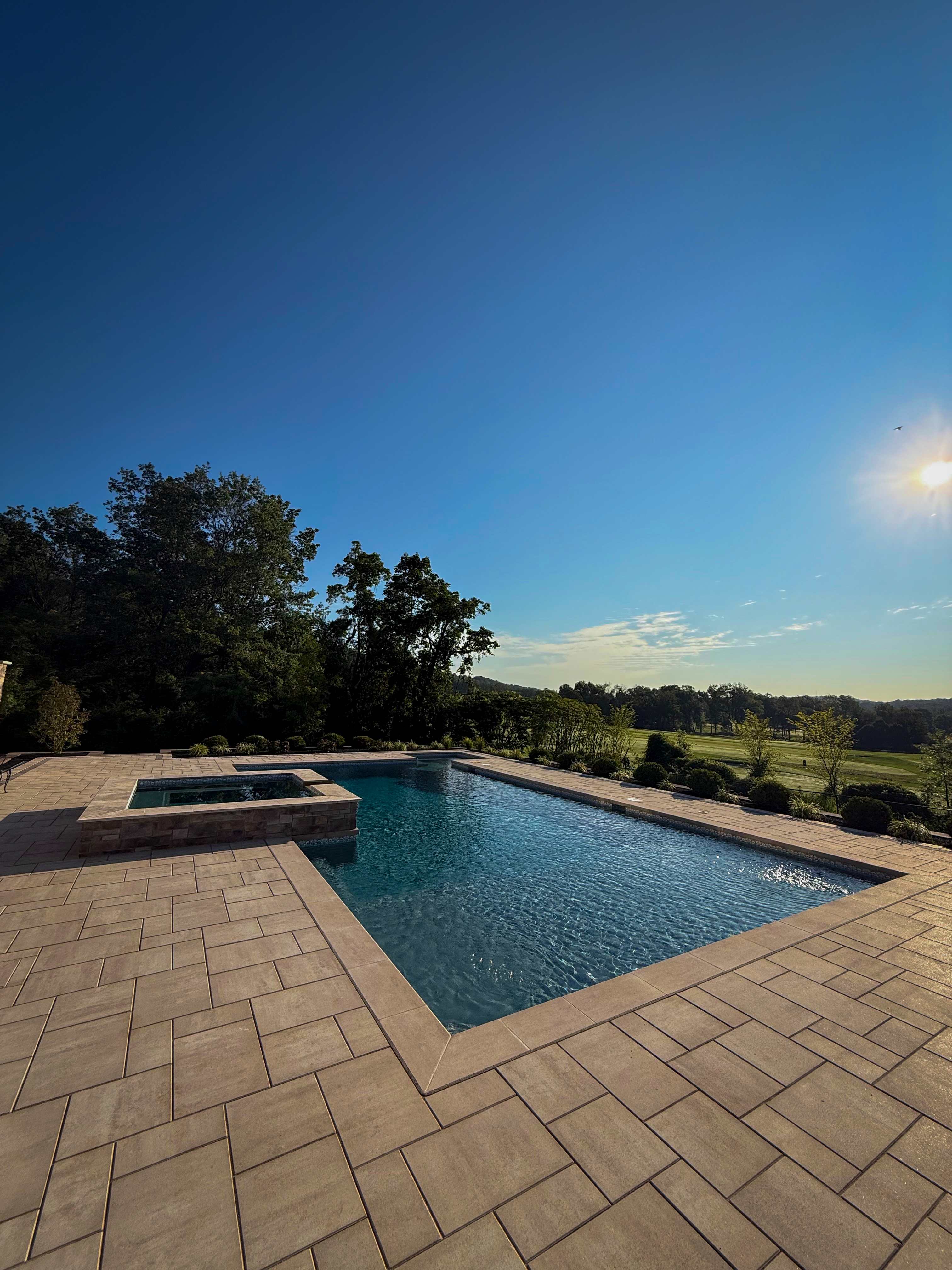 Luxury backyard pool and spa in North Jersey