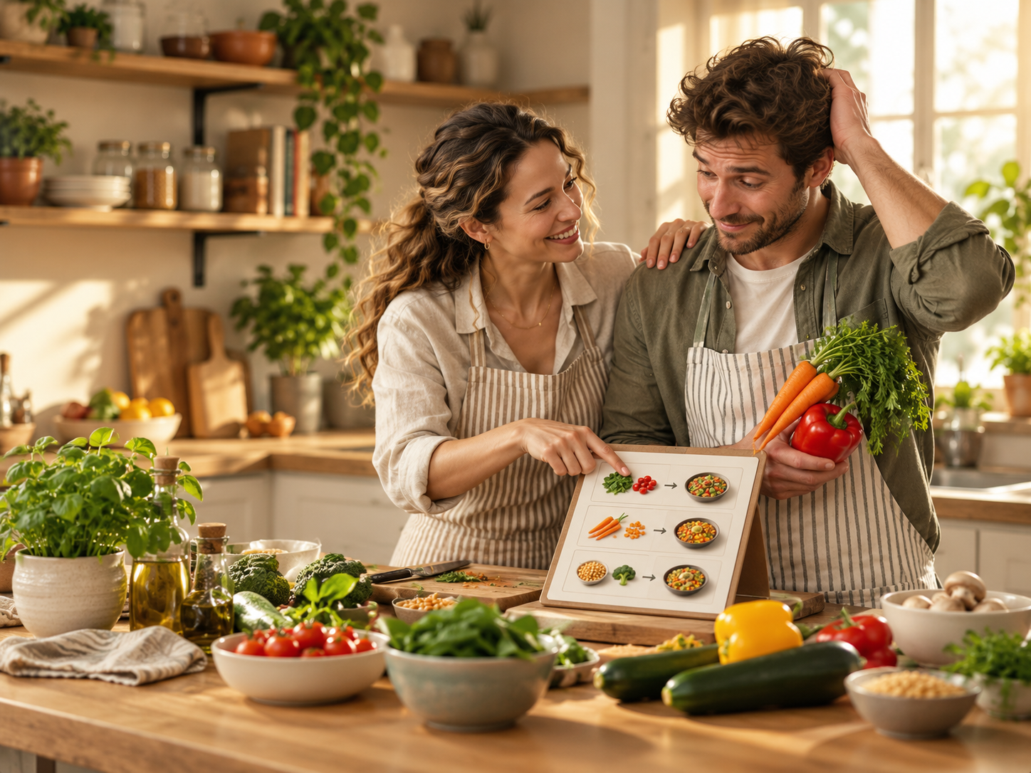 Madre con hijo pequeño disfrutando una preparación saludable