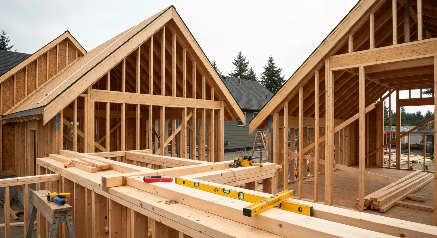 Custom luxury home framing in Friday Harbor