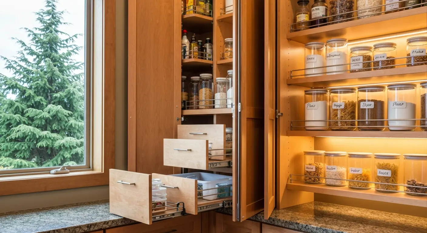 Pantry cabinet storage solutions