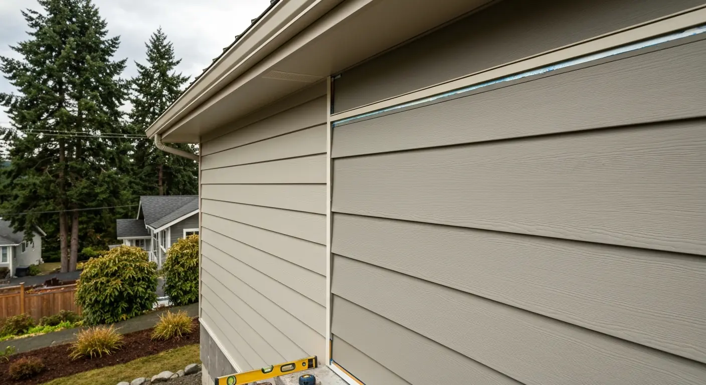 Exterior finish work on Anacortes custom home
