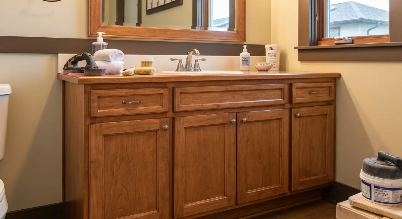 Bathroom cabinet refinishing project