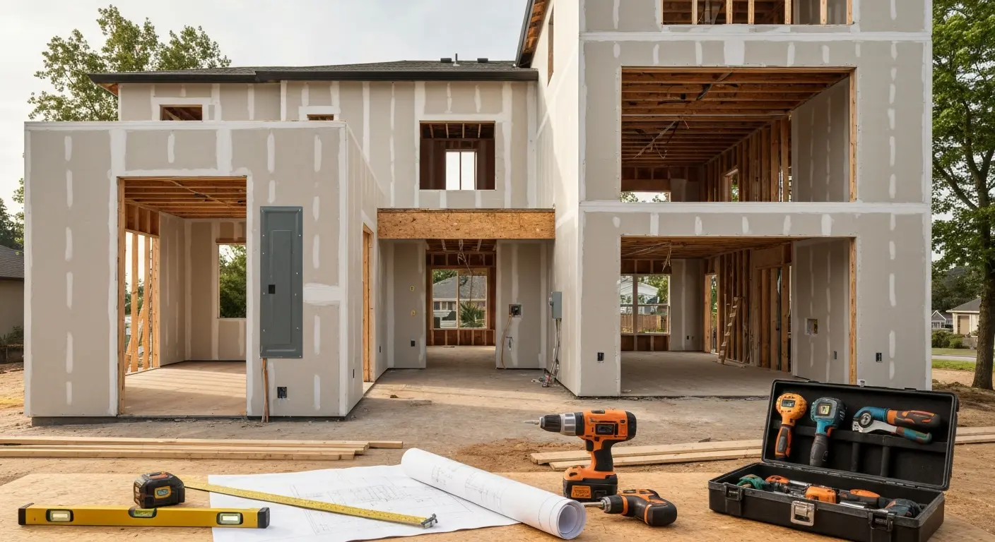 New home construction progress