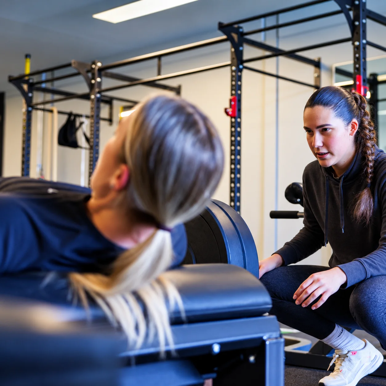 Personal trainer geeft advies tijdens de lidmaatschapstest in Breda