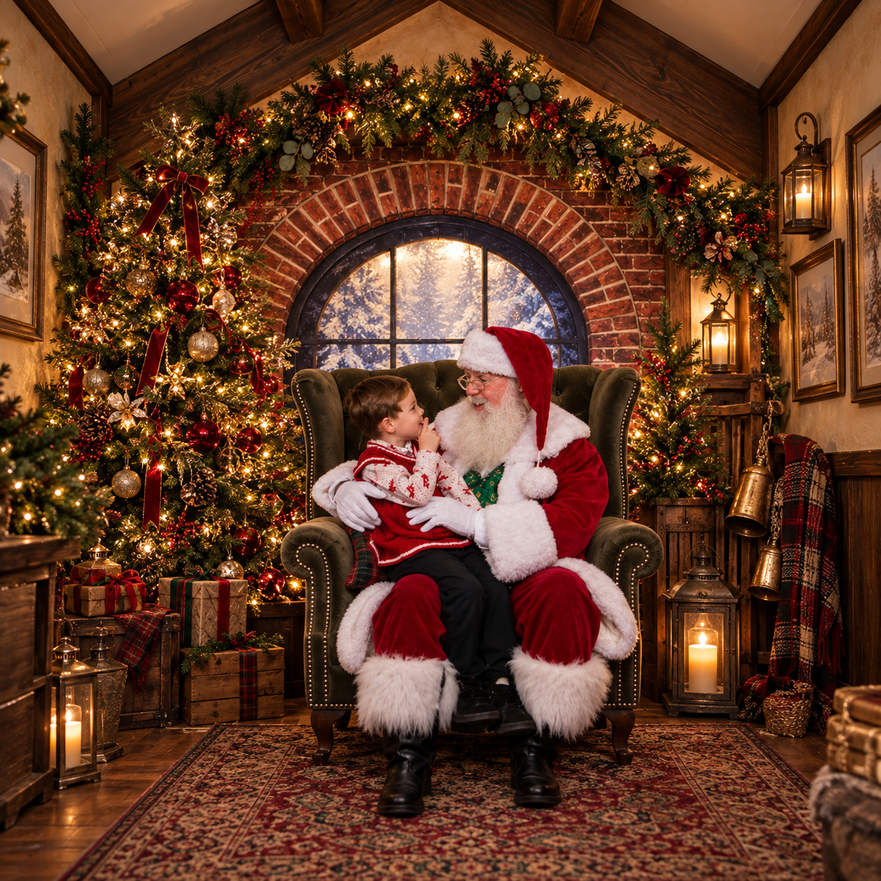 Santa sharing a Christmas moment at Santa on the Square in Historic Downtown McKinney.