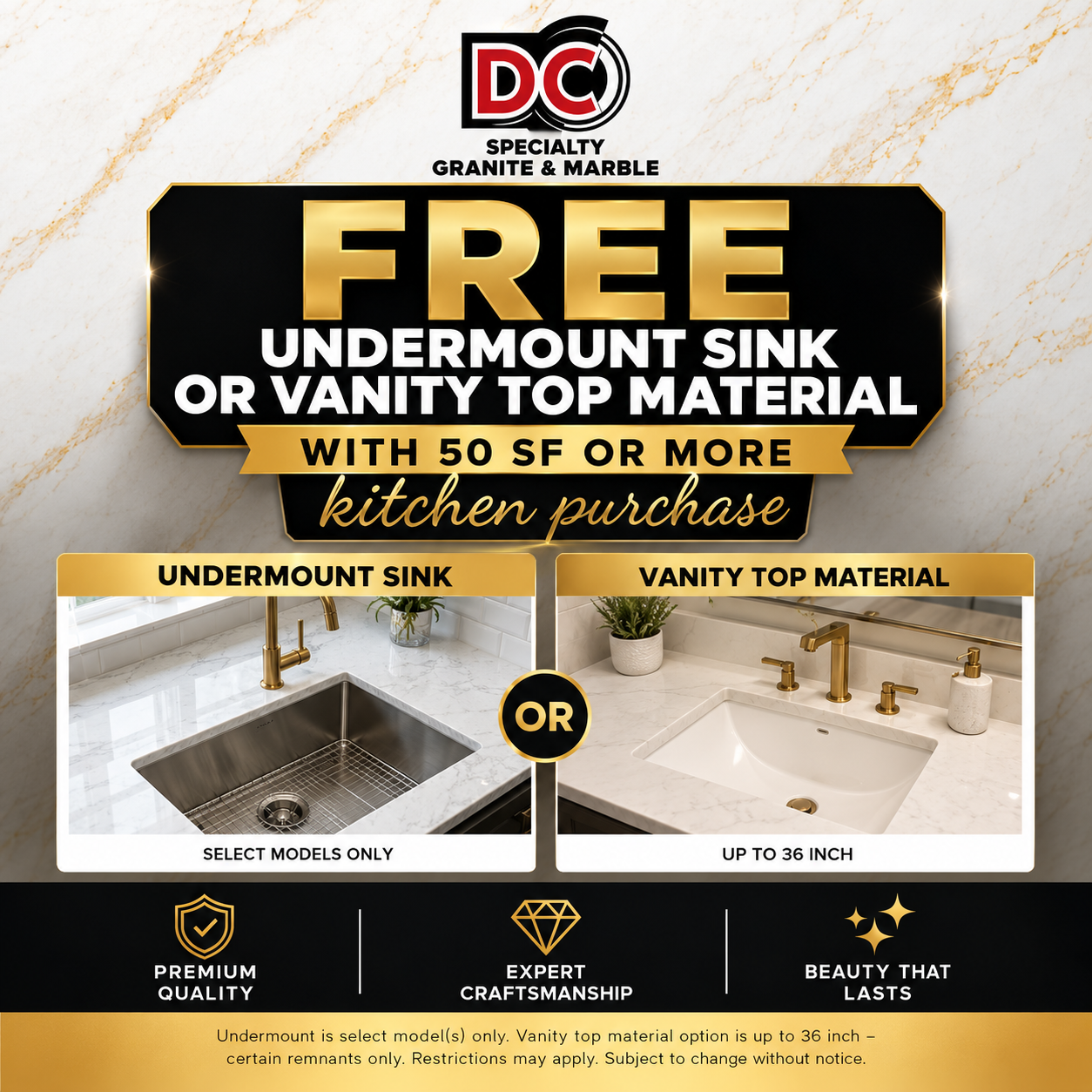 FREE UNDERMOUNT SINK OR VANITY