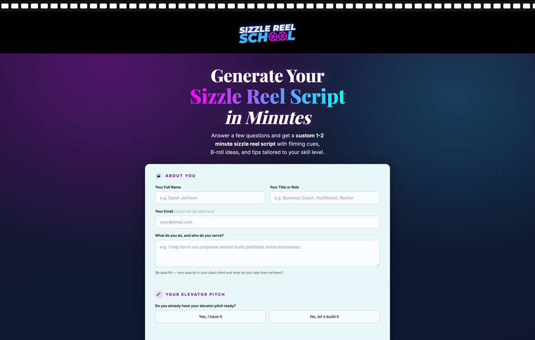 The Sizzle Reel Script Generator