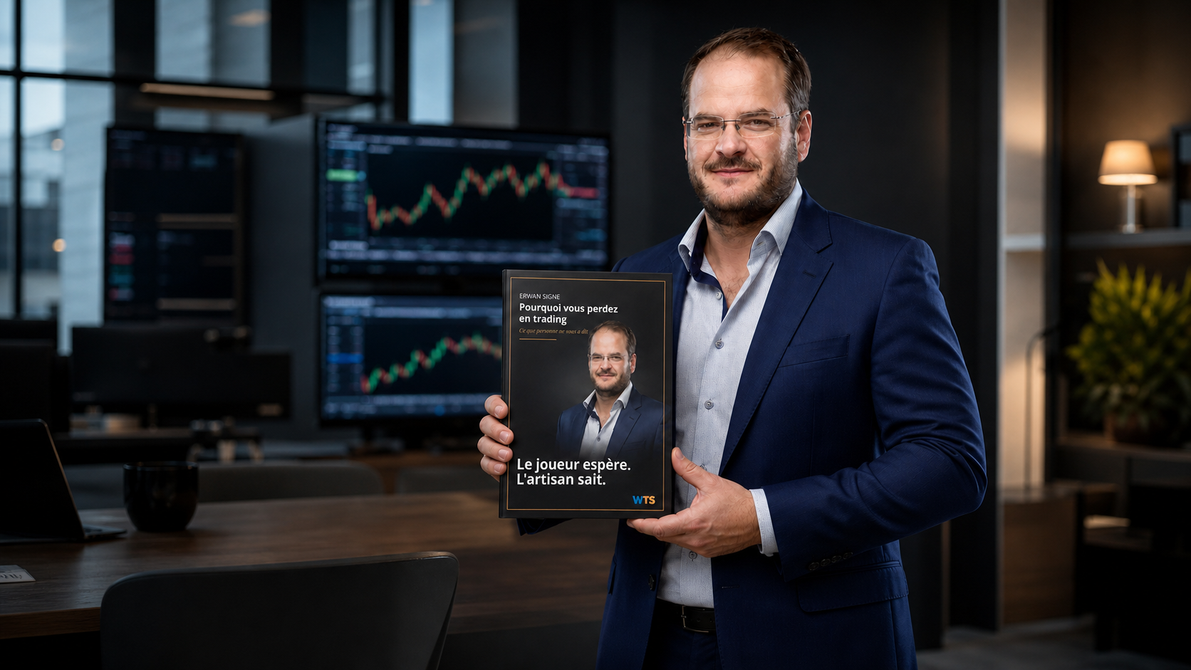 Erwan Signe, fondateur de WTS, présentant le livre blanc « Pourquoi vous perdez en trading »