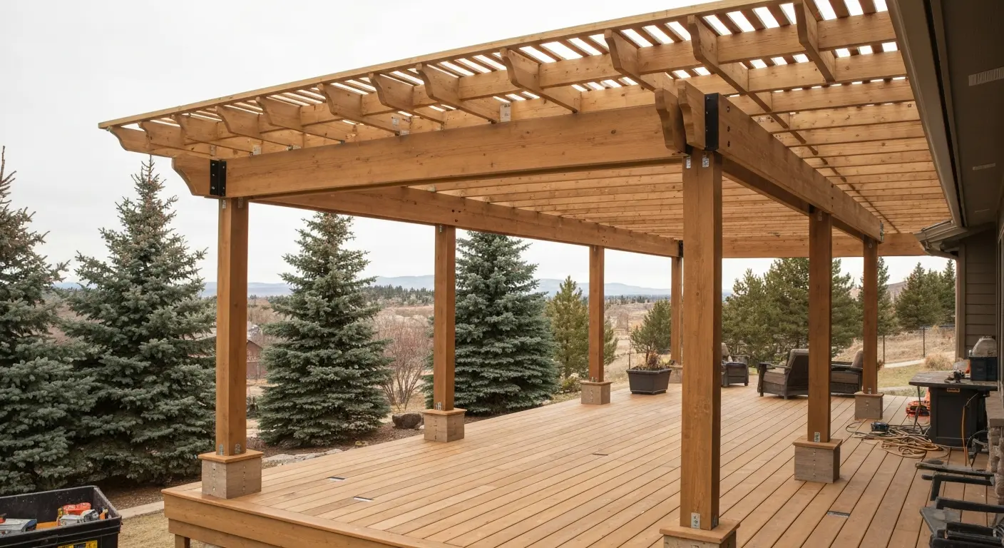 Covered deck with pergola in Helena