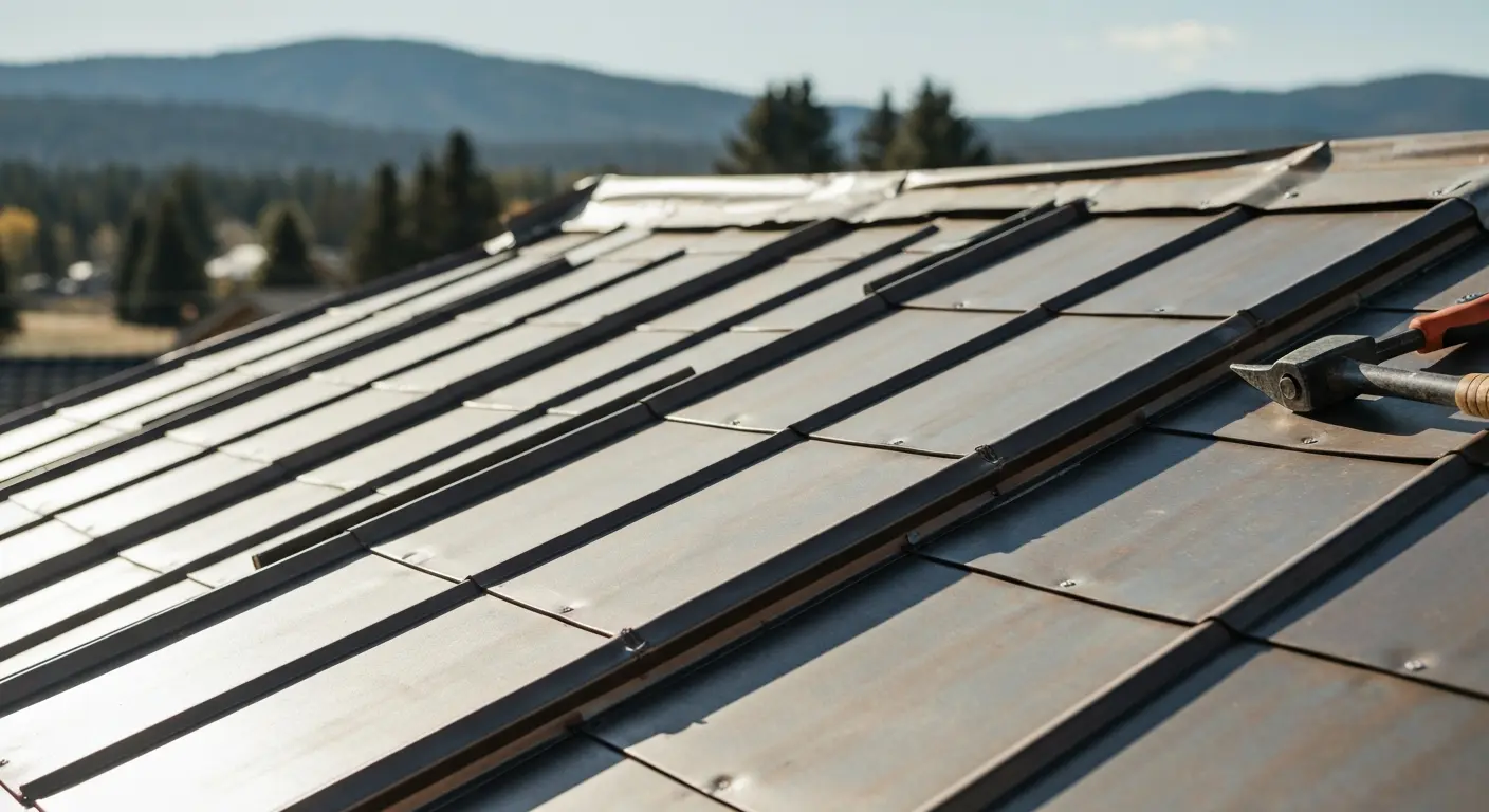 Metal shingle roofing detail