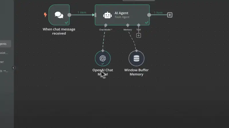 n8n AI agent with chat memory answering questions