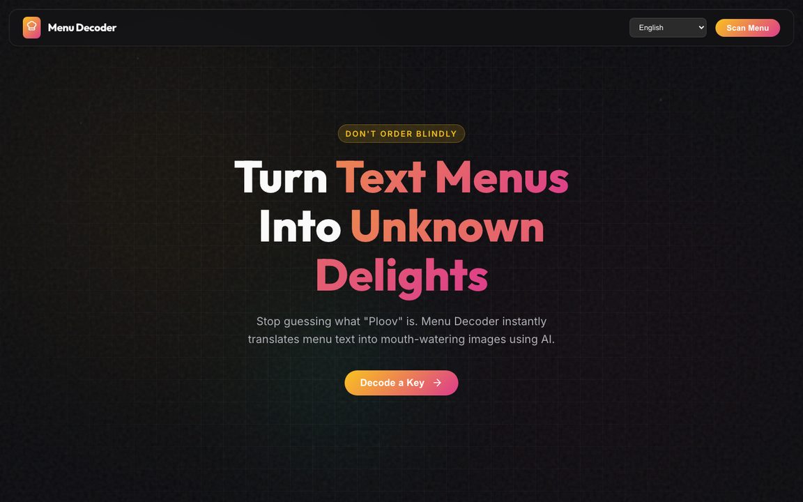 Menu Decoder AI menu scanning app