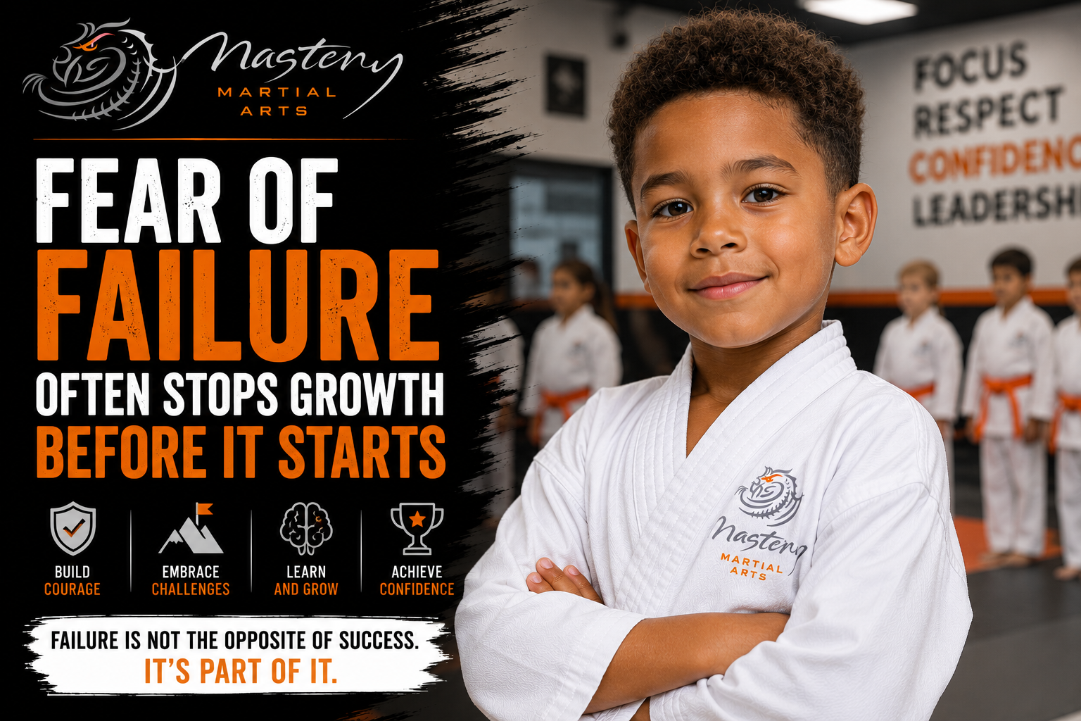 Child building confidence by learning to overcome fear of failure Child building confidence by learning to overcome fear of failure