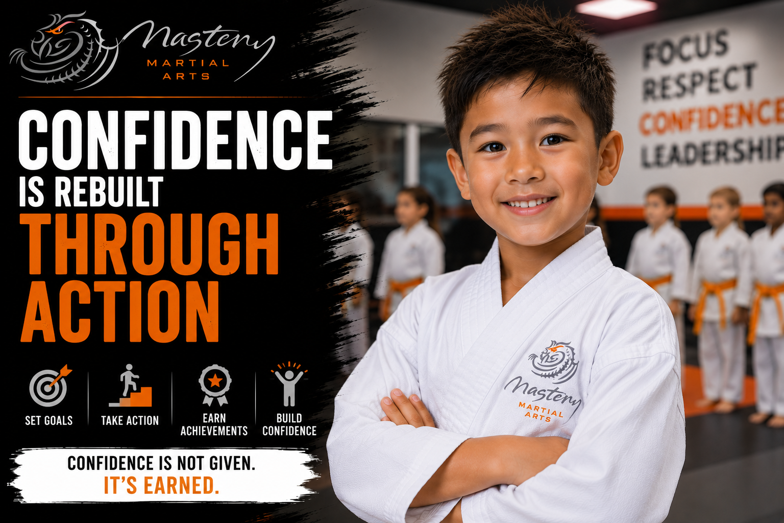 Martial arts helps children rebuild confidence through action, achievement, and leadership Martial arts helps children rebuild confidence through action, achievement, and leadership