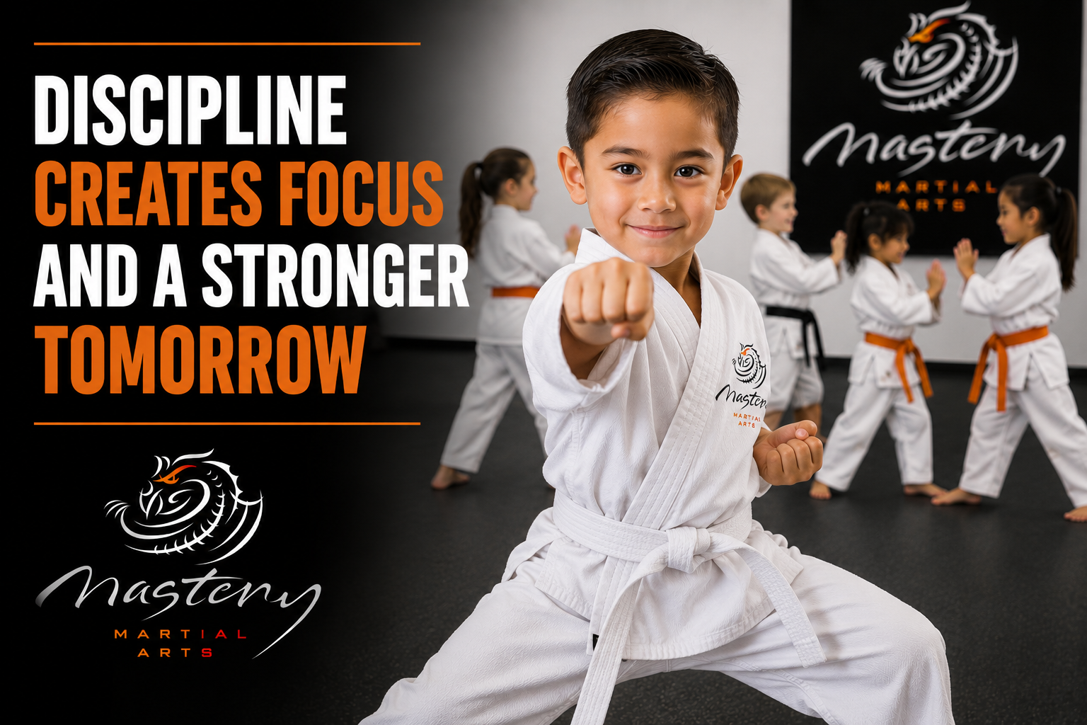 Confident Mastery Martial Arts student learning leadership, assertiveness, and communication skills.