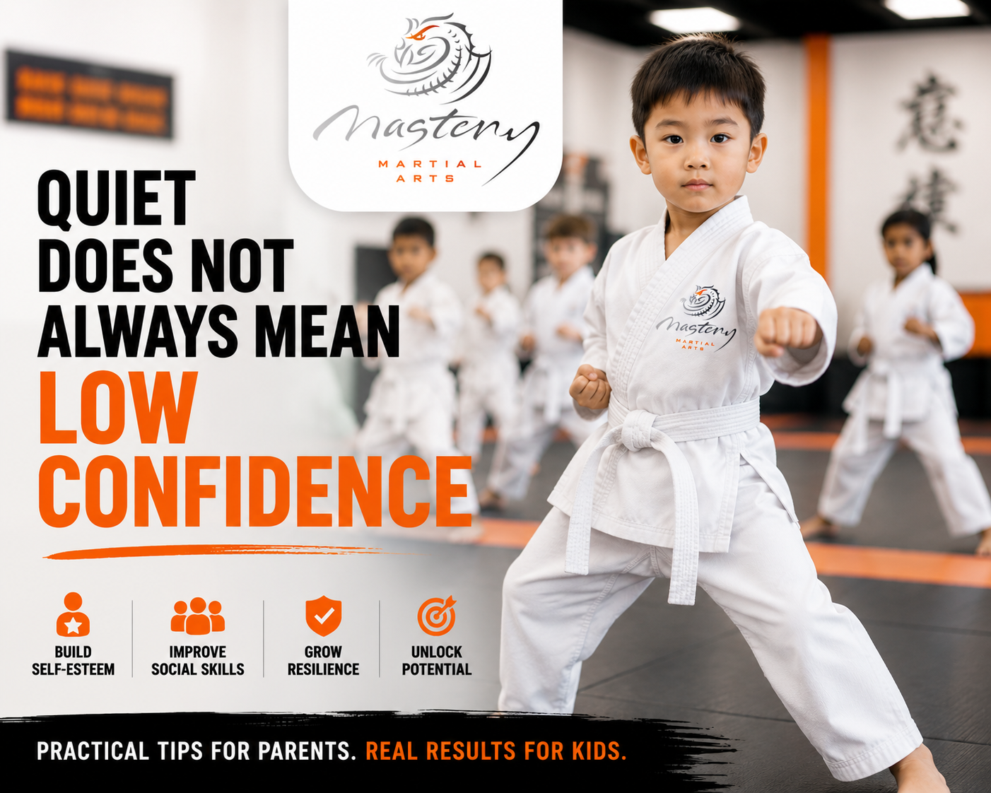 Young martial arts student developing confidence while maintaining a calm and thoughtful personality. Young martial arts student developing confidence while maintaining a calm and thoughtful personality.