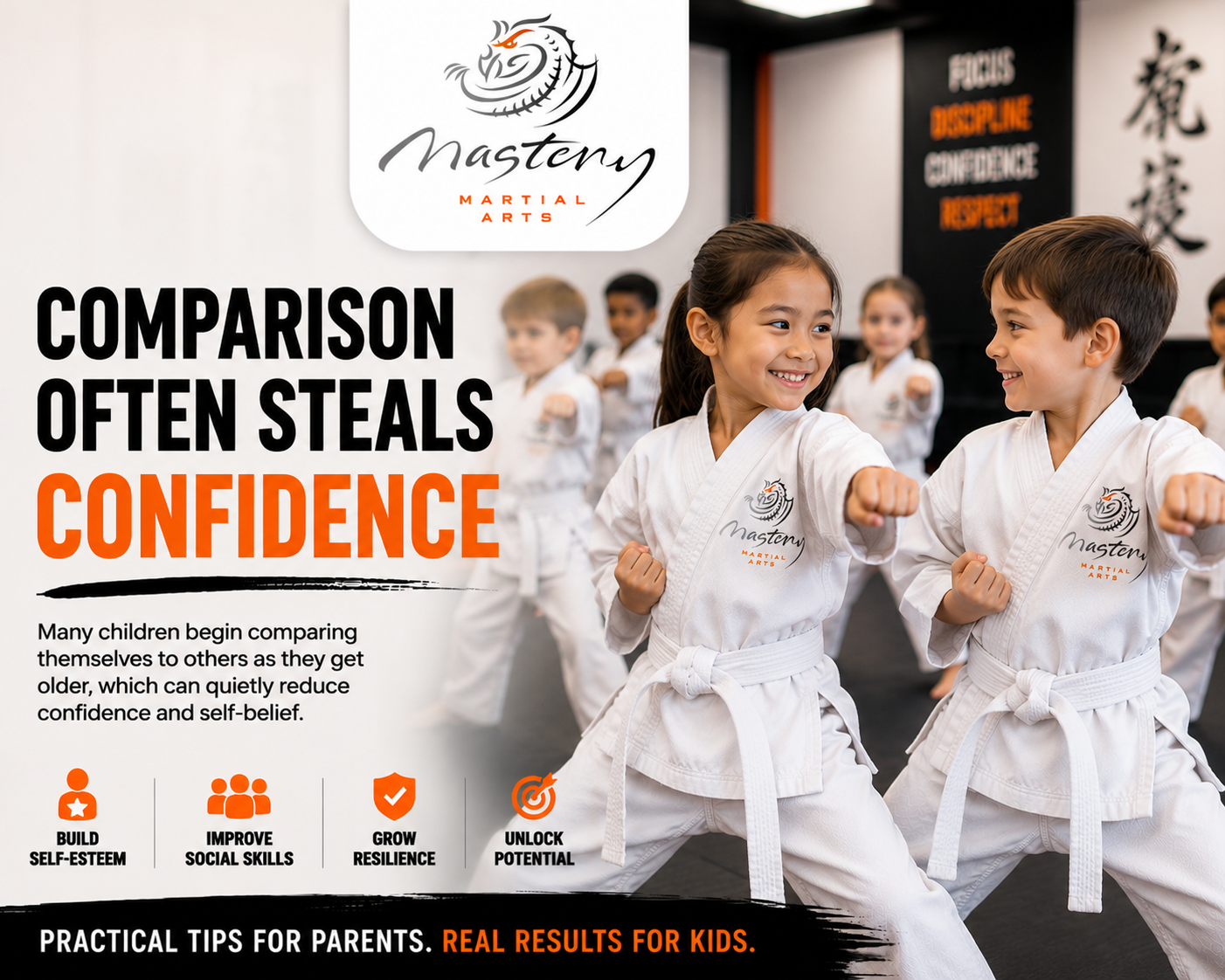 Young Mastery Martial Arts student celebrating a personal achievement while building confidence, resilience, and self-belief. Young Mastery Martial Arts student celebrating a personal achievement while building confidence, resilience, and self-belief.