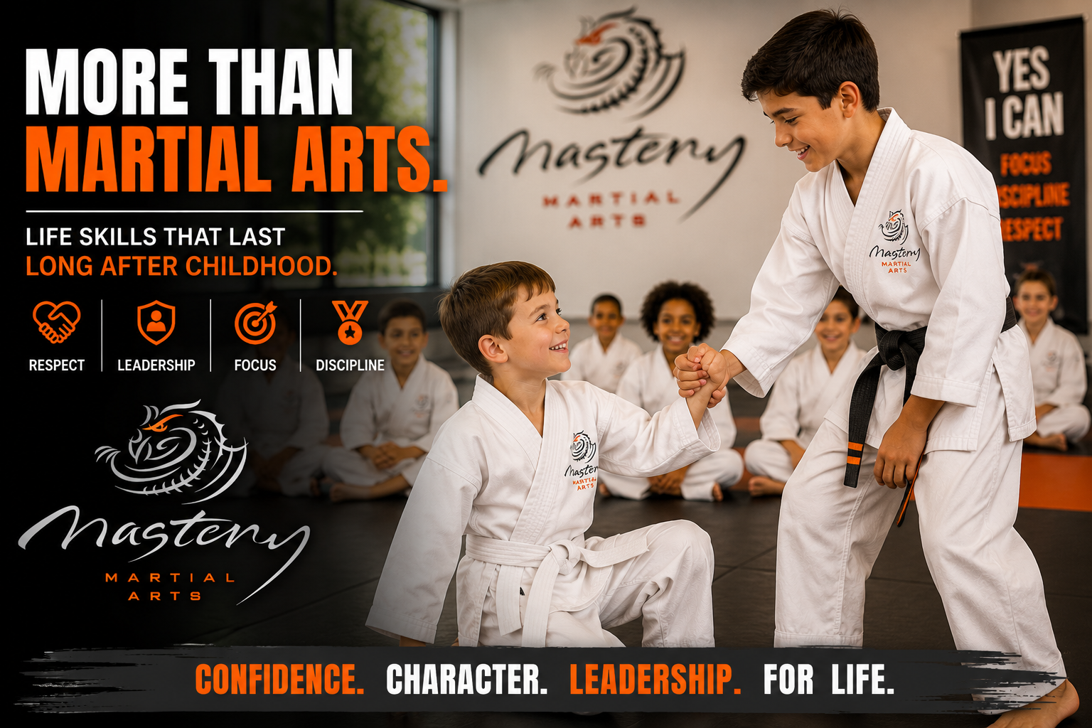 Children practicing respect and leadership during martial arts class. Children practicing respect and leadership during martial arts class.