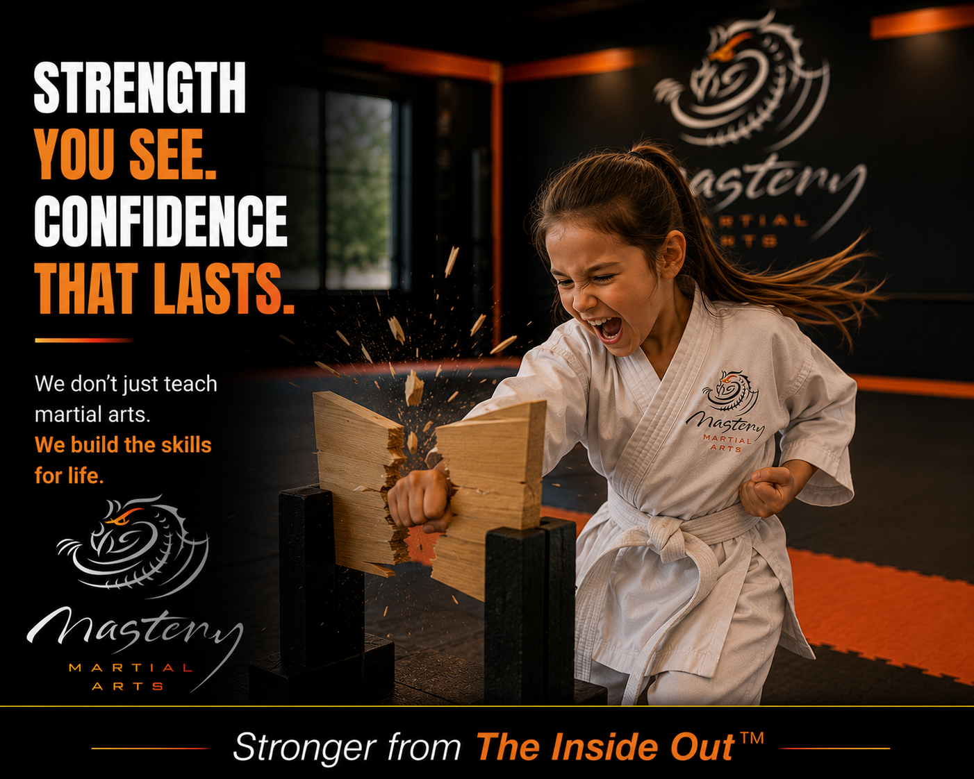 Confident Mastery Martial Arts student walking onto the training floor while parents watch proudly. Confident Mastery Martial Arts student walking onto the training floor while parents watch proudly.