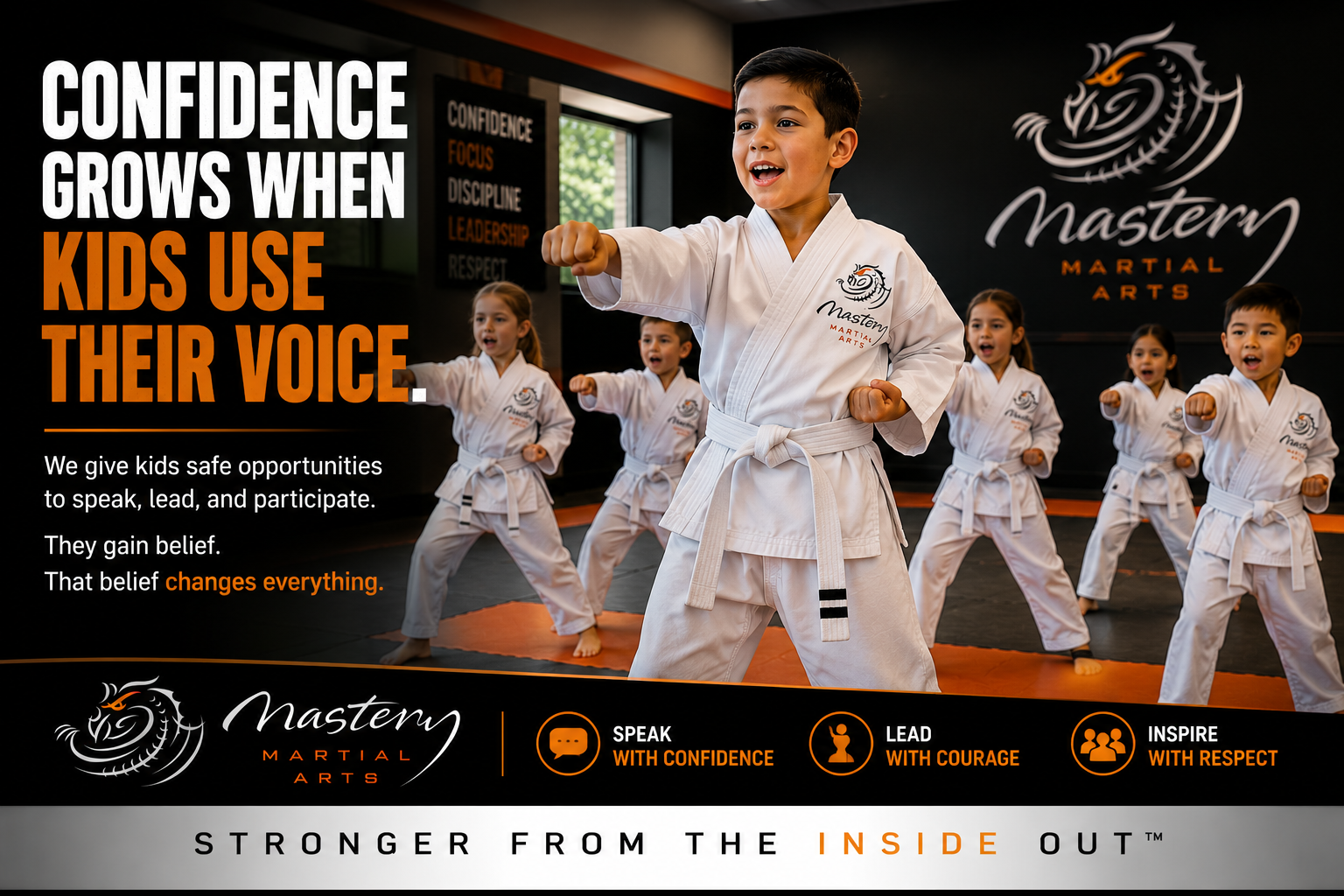 child leading classmates in martial arts practice at Mastery Martial Arts child leading classmates in martial arts practice at Mastery Martial Arts