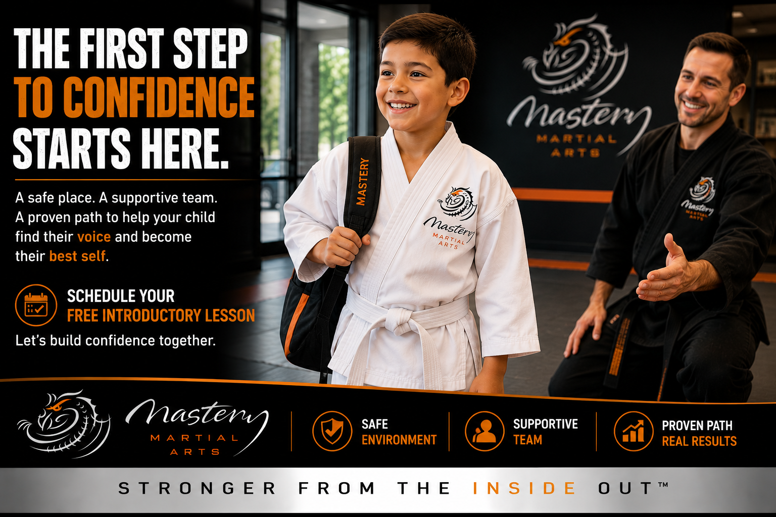 child beginning martial arts journey and building confidence at Mastery Martial Arts child beginning martial arts journey and building confidence at Mastery Martial Arts