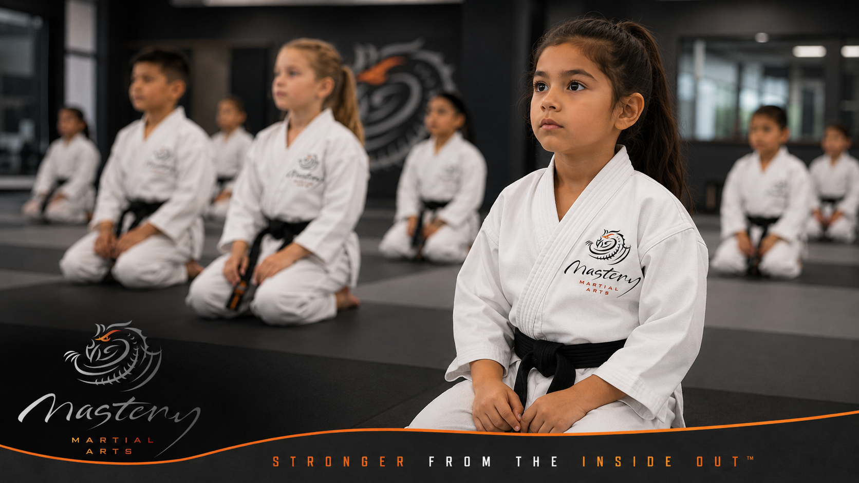 Mastery Martial Arts instructor calmly guiding a child through focus and self-control instead of punishment.