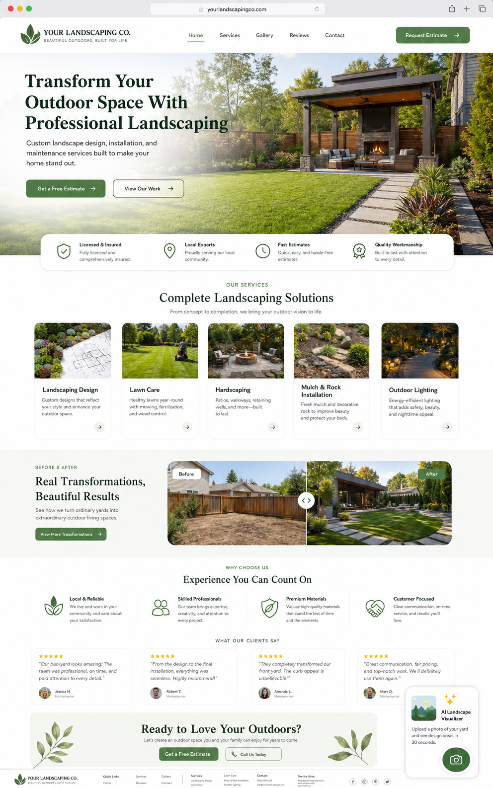 Lawncare website mockup 1