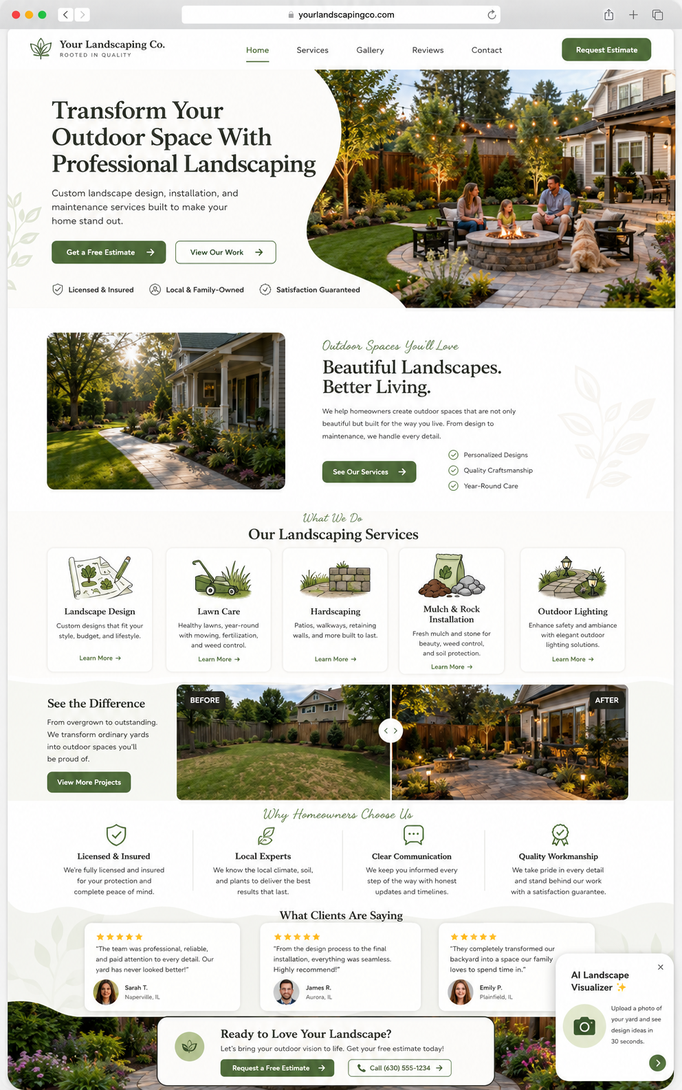 Lawncare website mockup 3