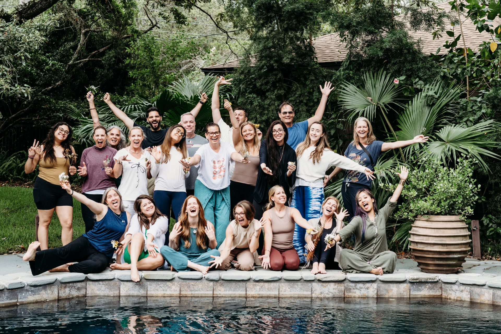 Shannon and a group celebrating together outdoors